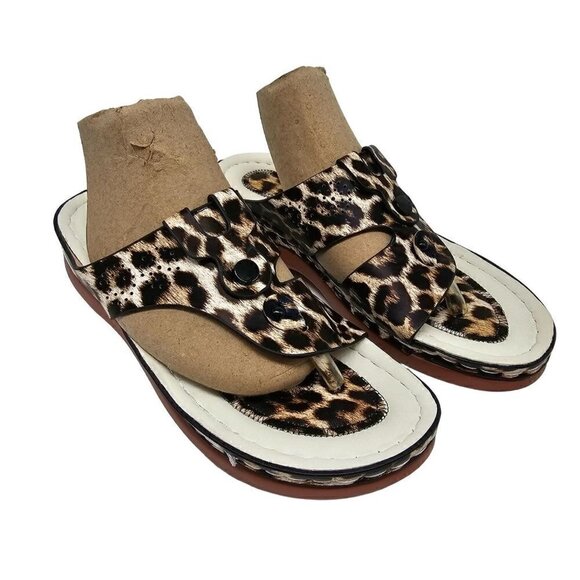 Leopard T-Strap Sandals Size 38 - Picture 2 of 10